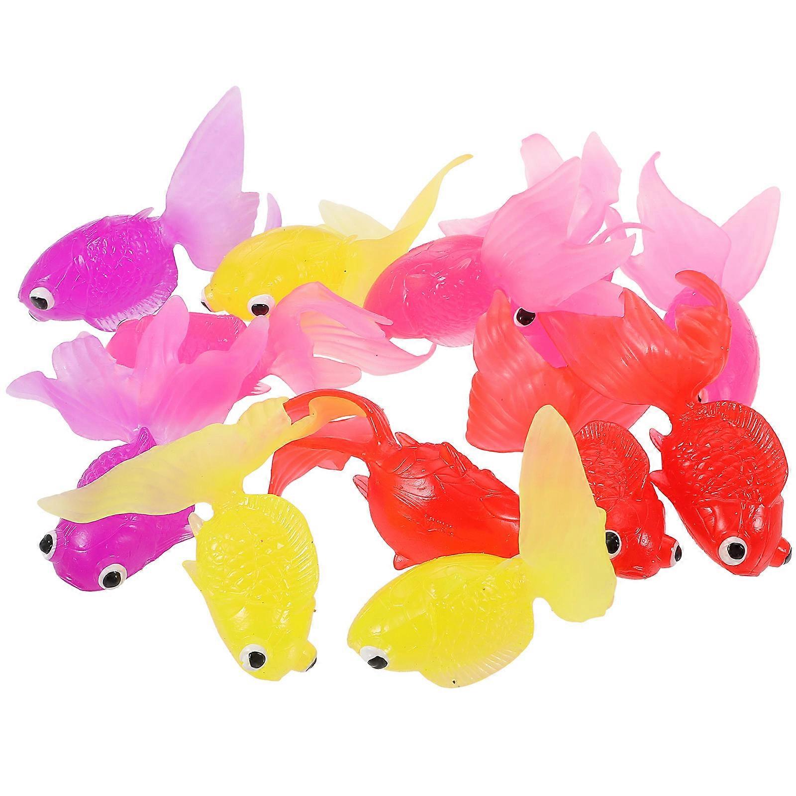 Miniature Fish Figurines Realistic Goldfish Model Figure Set Assorted Color Nature Animal Familiarization For Children 12Pcs