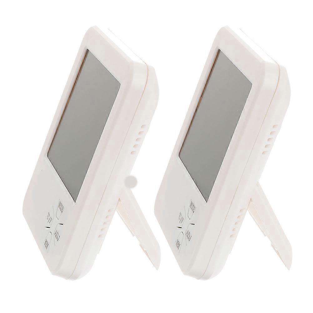 White Digital Hygrometer Set For Humidity Measurement And Alarm Clock Function Indoor Use Featuring Table Placement 2Set