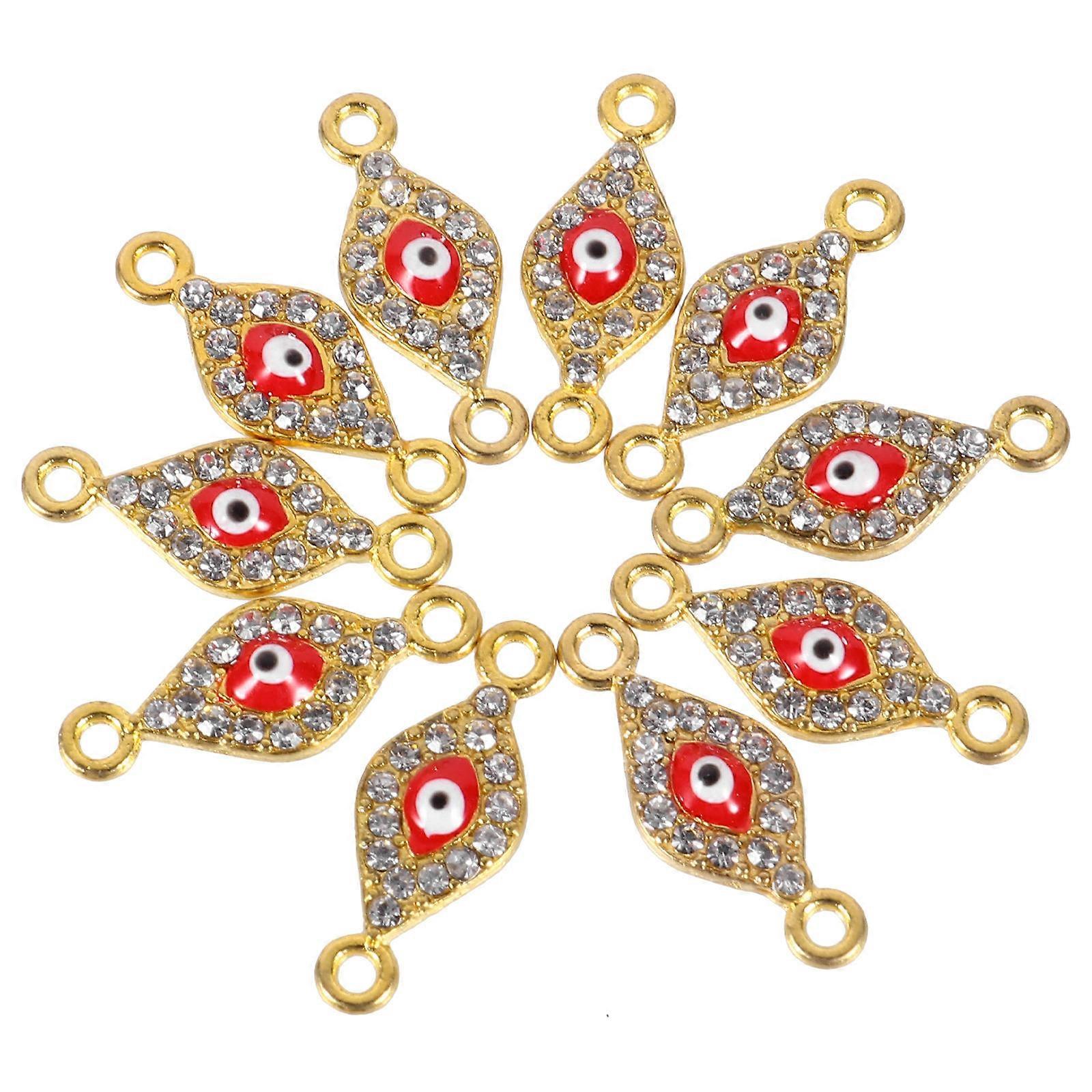 Golden Evil Eye Charms for Decoration Use Made of Alloy with Passable Hole on Both Ends 20 Pieces