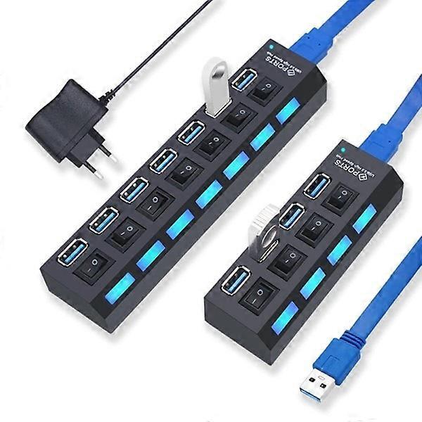 USB Hub 3.0 Hub USB 3 USB 2.0 Multi USB Splitter Netzteil 4/7 Port Multiple Expander 2.0 mit Switch