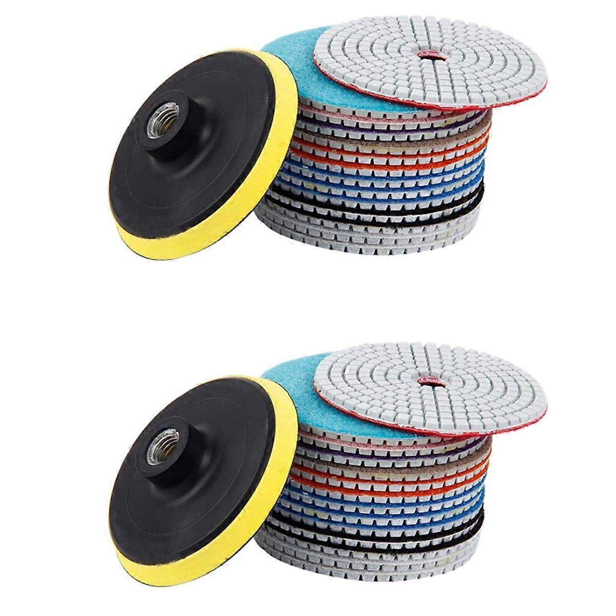 30Pcs Diamond Polishing Pads Kit 4 Inch 100mm Wet/Dry for Stone Concrete Marble Polishing Use Grindi