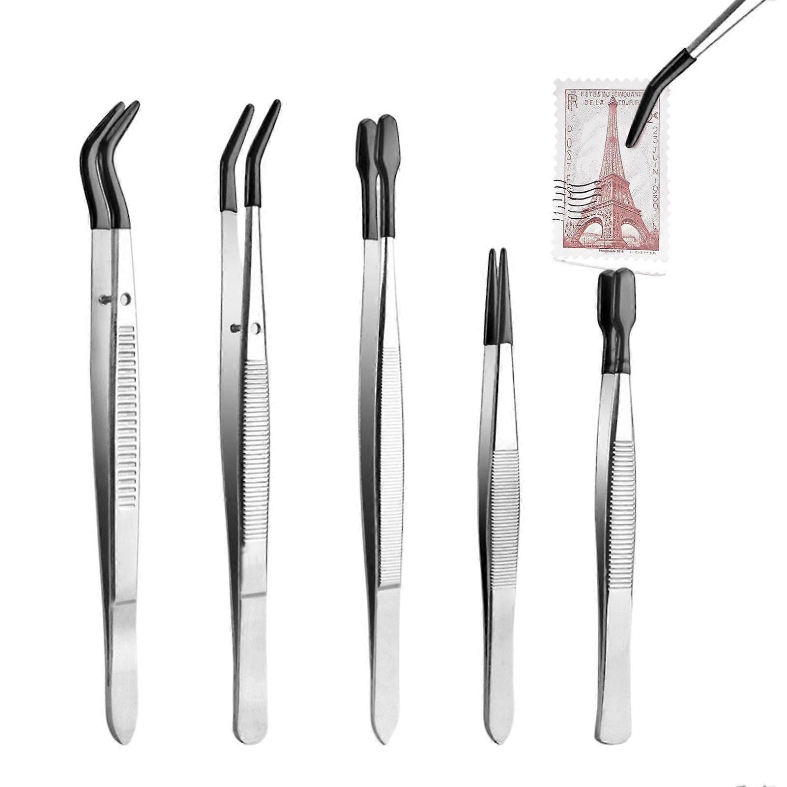 Crafting Tweezers Non Slip Straight Tip Multifunctional Sewing Tool For Jewelry Making Modeling Electronics Black