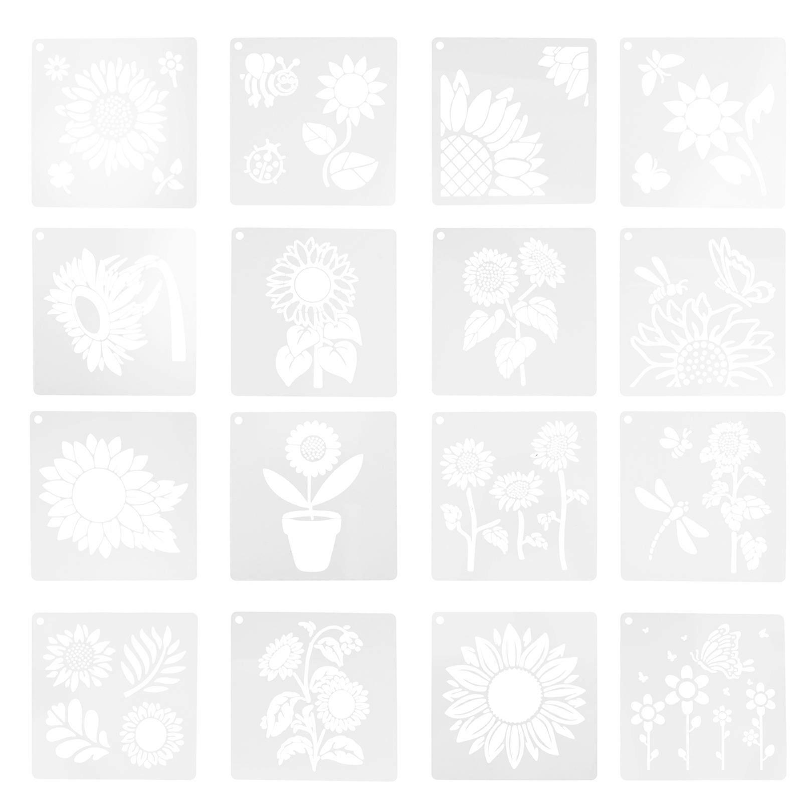 Sunflower Stencils for Painting on Wood Walls and Crafts Reusable PET Templates for DIY Projects