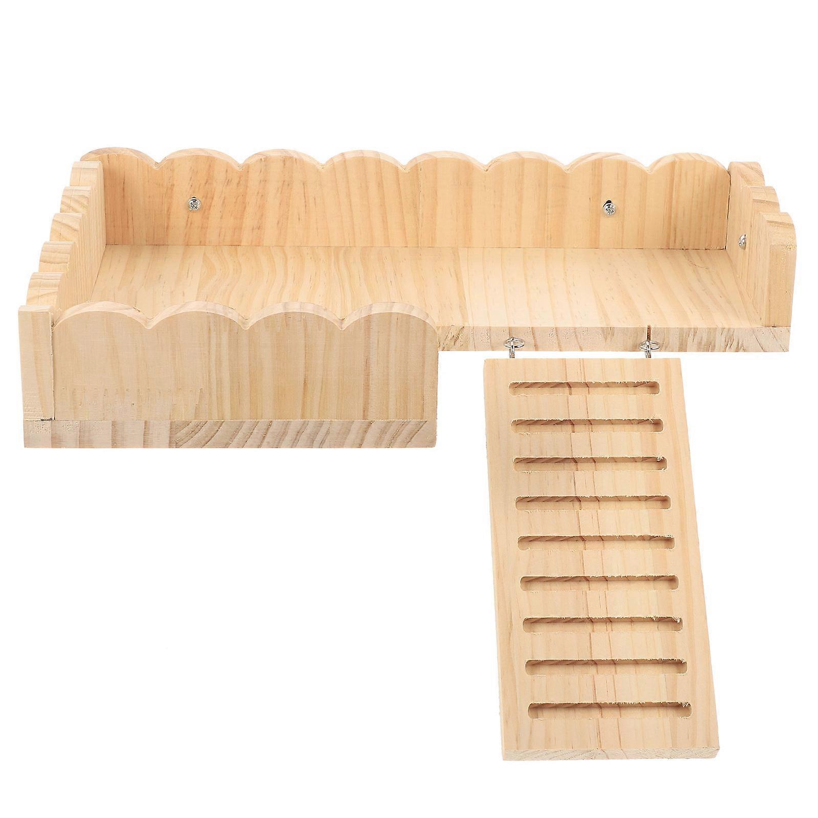 Wood Hamster Platform with Ladder – Safe & Stable Climbing Accessory for Hamsters and Gerbils, Easy to Install in Pet Cages