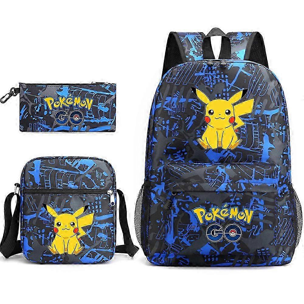 Pikachu School Bag Backpack Pencil Case Shoulder Bag Three-piece Set