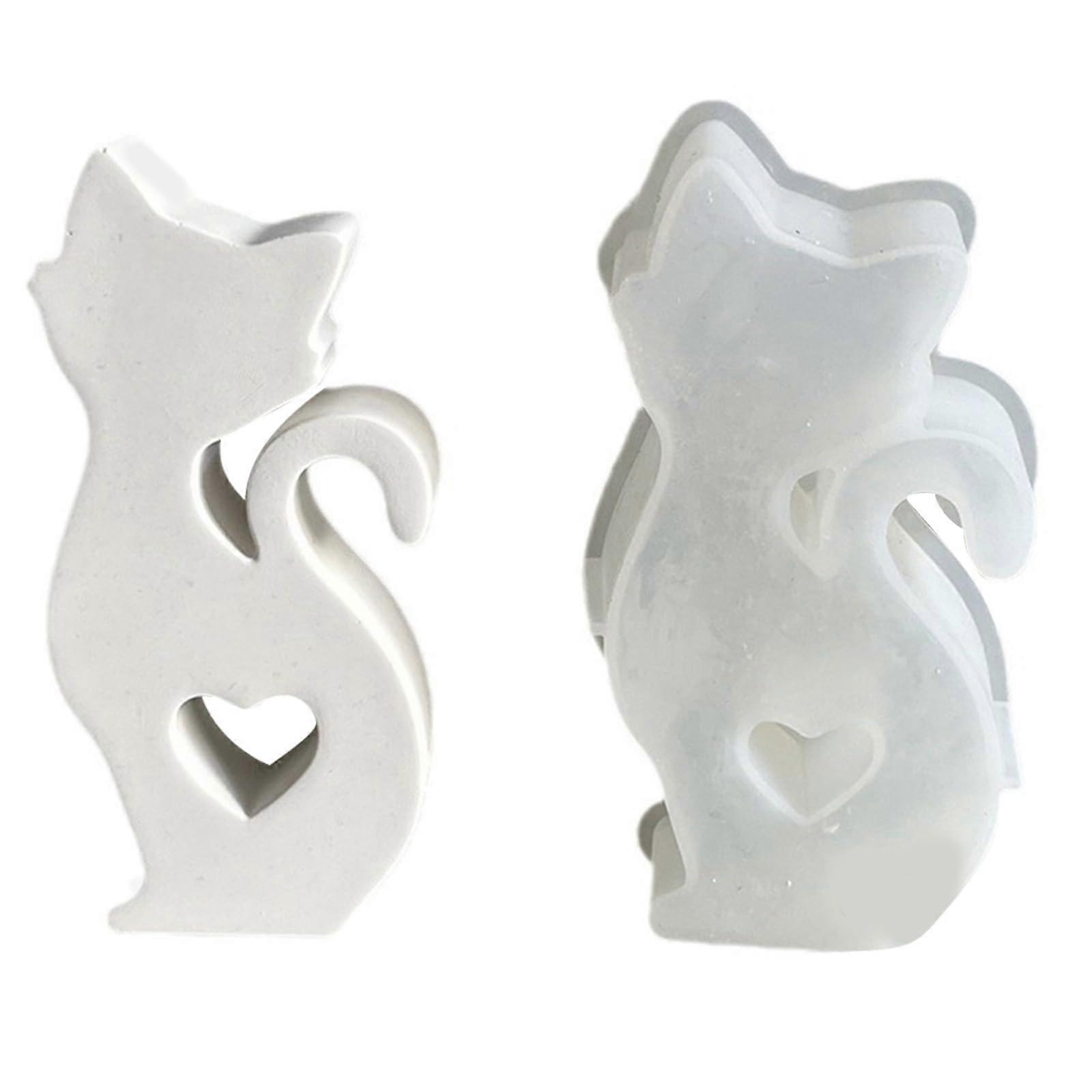 Multifunctional Silicone Mold for Crafting HeartShaped Cat Sculptures, Casting Molds for Aromatherapy Candle Resins and Handicrafts