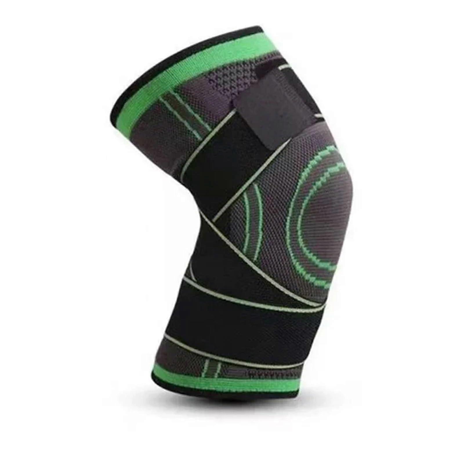 Knee Bandage Unisex 1 Pair Elastic Wrap Knee Sleeve For Sports Compression Running Size L Green