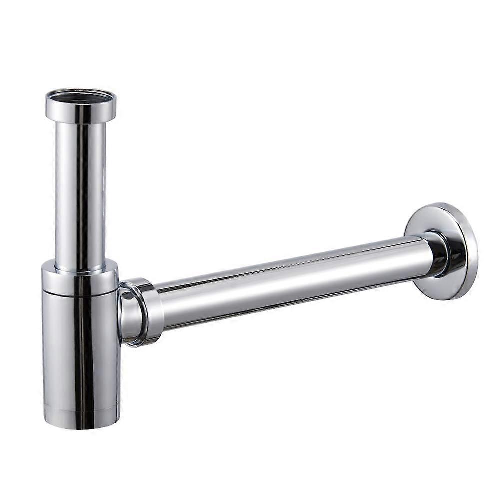 Sink Siphon Chrome and Black, Double Bend P-Trap, 1.5 Inch Diameter, Durable Metal Construction