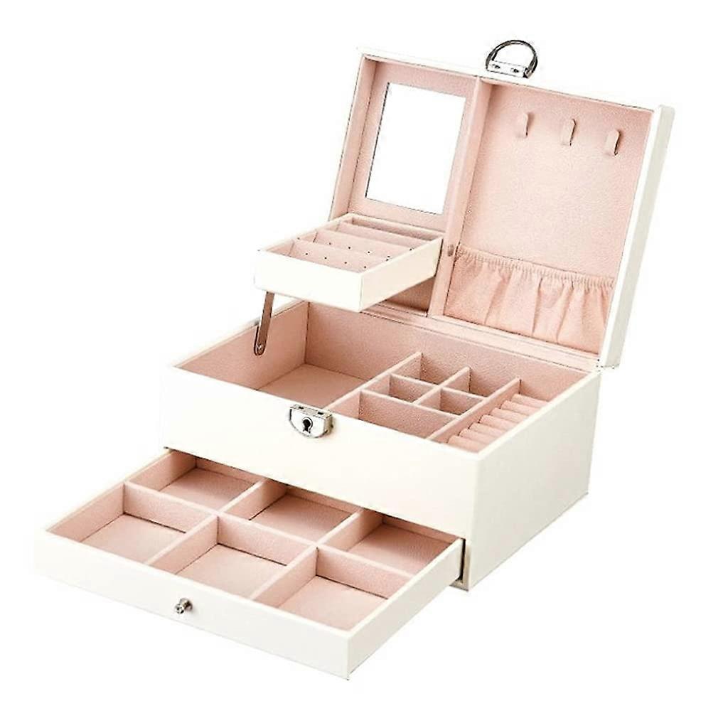 Jewelry box, organizer, display, doublelayered, large capacity, jewelry storage box, multifunctional drawer case Vit A