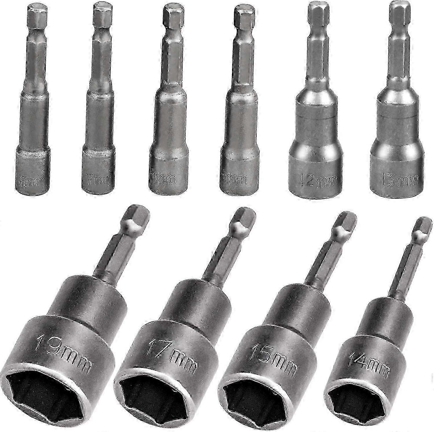 2025 10 Pcs Hexagonal Magnetic Socket, 6-19mm Magnetic Socket Wrenches Hexagonal Pilot Nut Setter