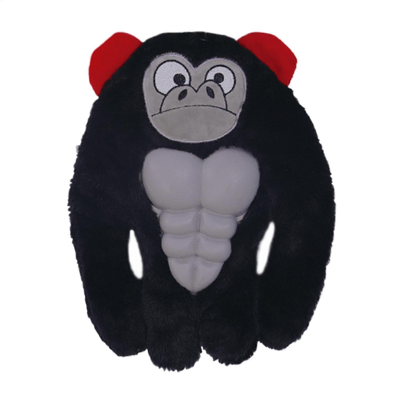 Gorilla Design Stuffed Dog Toy - Interactive Plush Chew Toy for Teething Puppies, Black, 26 x 19 x 6 cm, Indoor/Outdoor Use