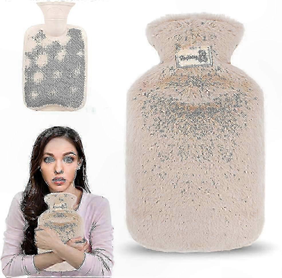 زجاجة ماء ساخن ناعمة قطيفة ، مدفأة سرير 800 مل مع غطاء من الصوف للأطفال والكبار ، حل لتخفيف الآلام
