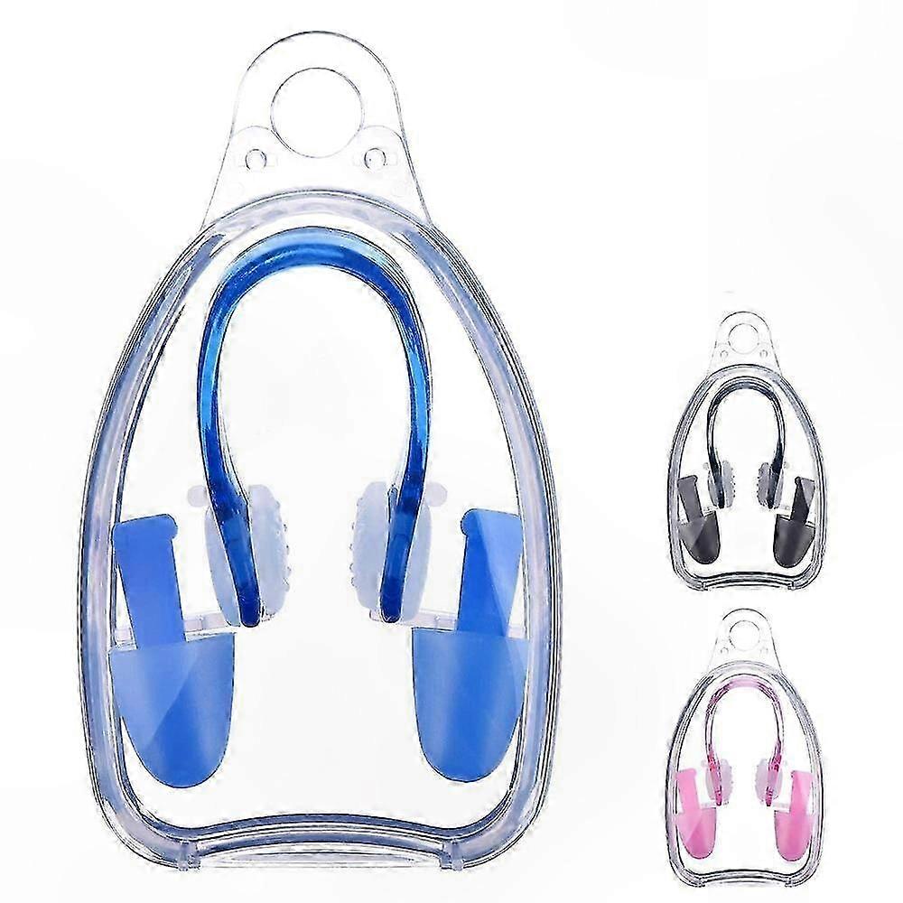 Silicone Swimming Nose Clips and Earplugs Set, 3-Pack for Adults and Kids, Comfortable Fit in Black, Pink, and Blue