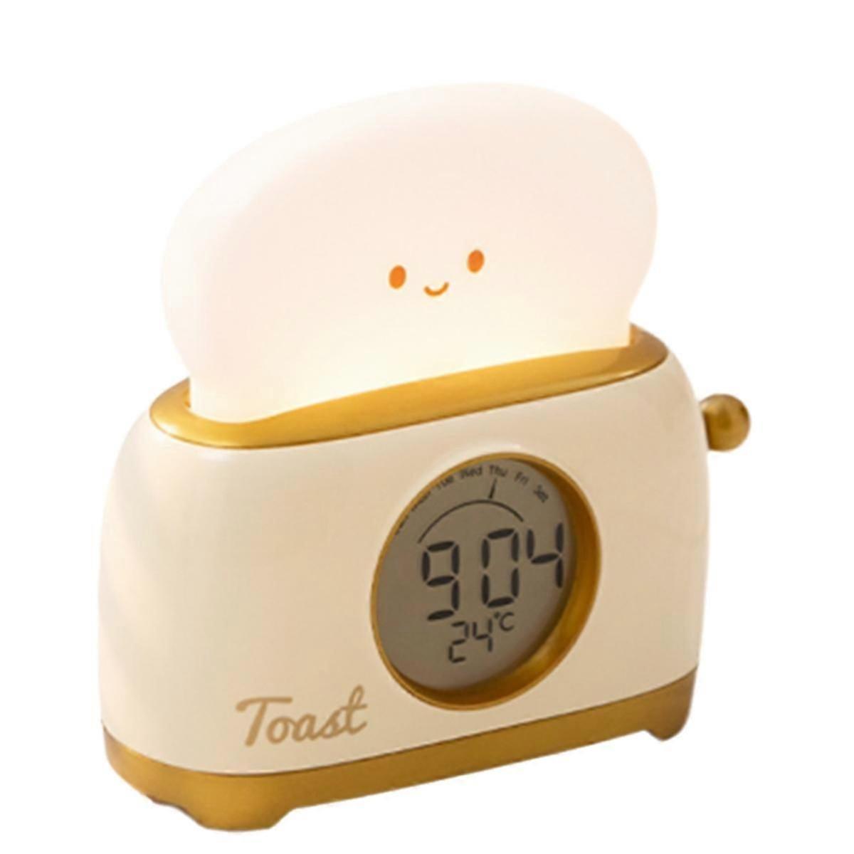 New Bread Maker Alarm Clock, Night Light, Alarm Clock, Infinitely Dimmable, Countdown Timer, Thermometer, Student Clock