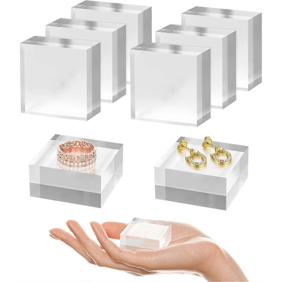 Acrylic Base 8PCS Acrylic Blocks for Display 2x2x1 Inch Square Riser Display Stands Trophy for Trop