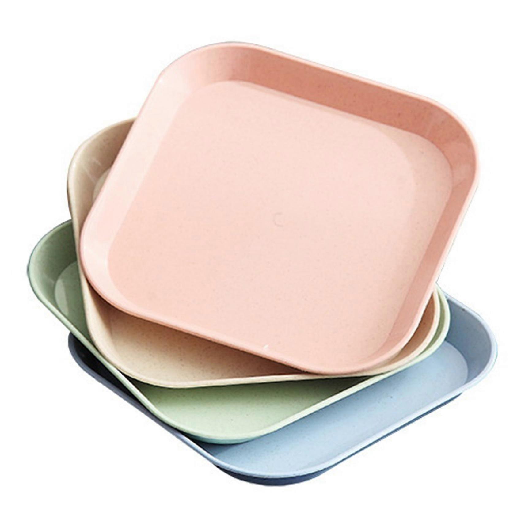 4 PCS 15cm Wheat Straw Square Plates Unbreakable Mini Tableware Plates Reusable Square Dishes