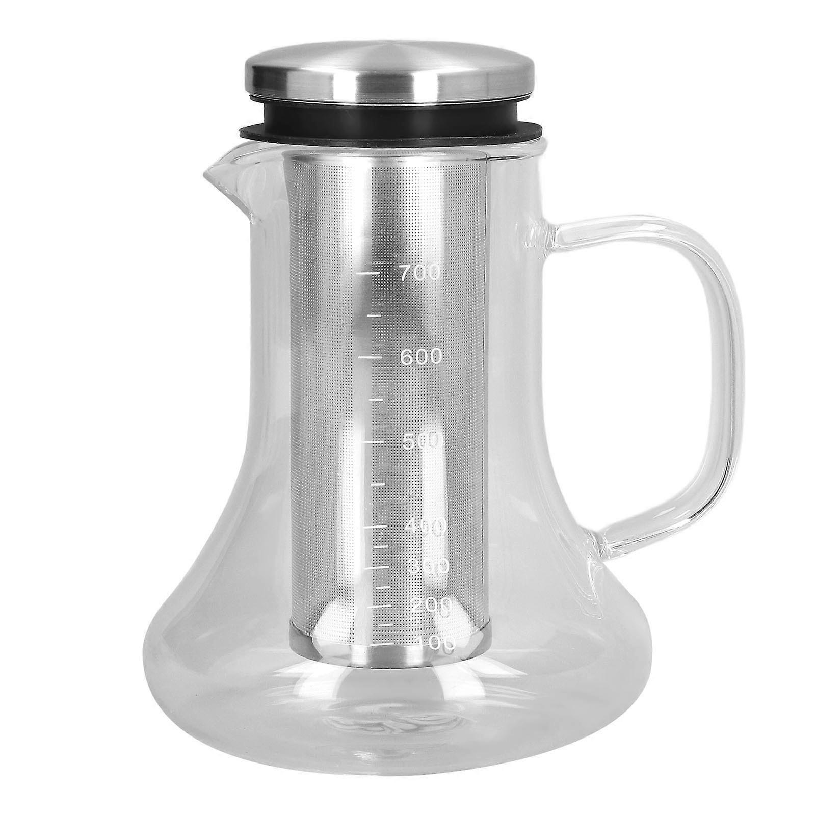 Clear Borosilicate Glass Cold Brew Coffee Maker with Scale 700ml Portable Office Teapot