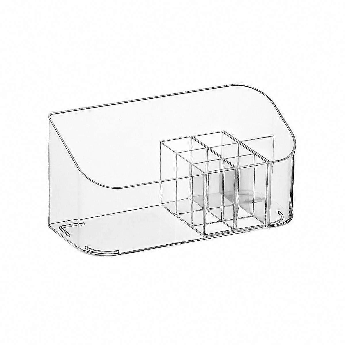 Makeup Brush Holder, Small Vanity Tray Organizer for Brushes & Cosmetics, Display Case Storage Box