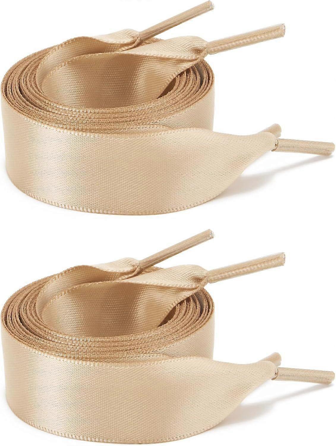 2 Pairs 47.24" Satin Ribbon Shoelaces 0.78" Wide Colourful Flat Silk Shoe Laces