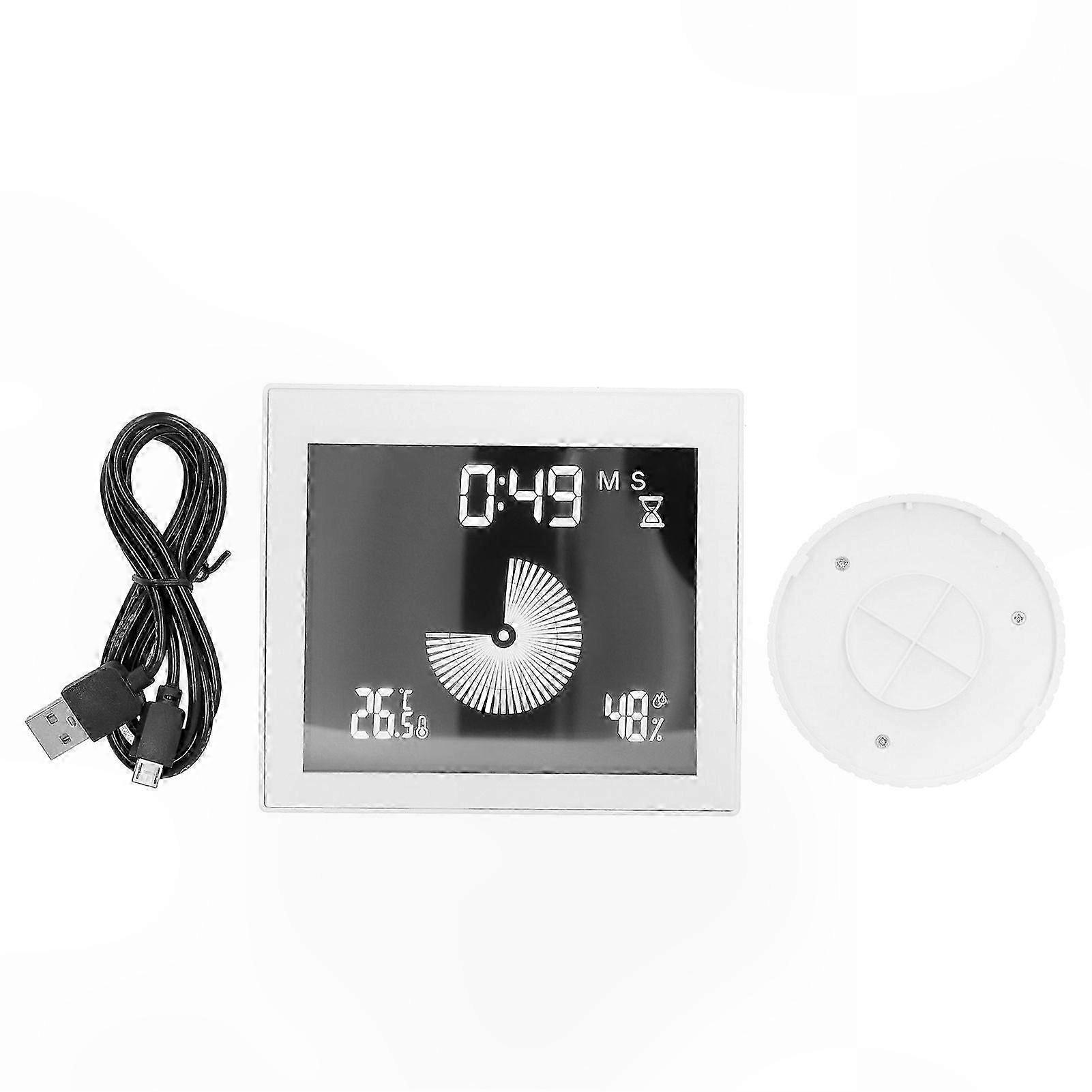 Digital Hygrometer Thermometer with Clock and Alarm Function, USB Powered White Device