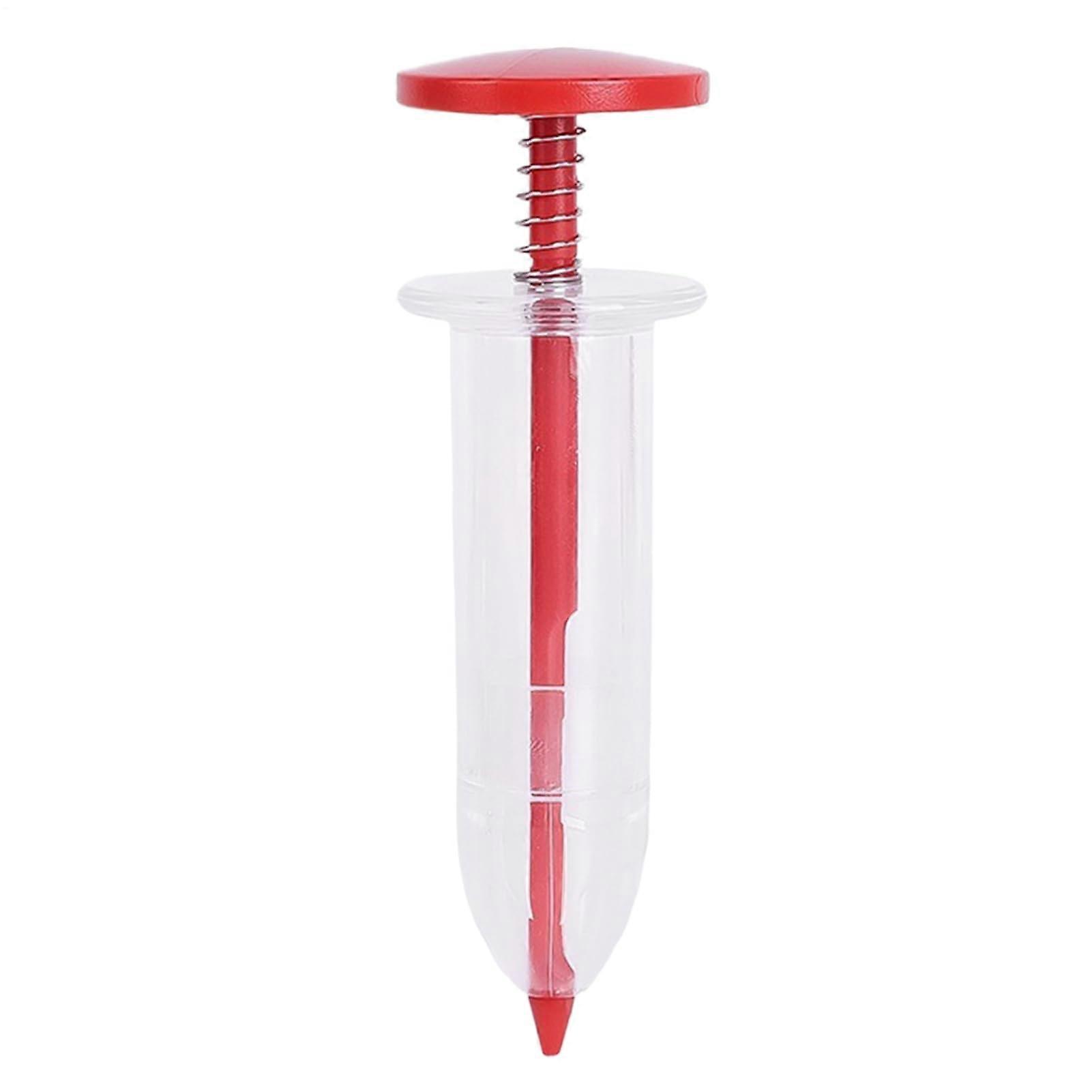 Small Seeder Dispenser Manual Seedling Dibber Handheld Sowing Tool Ergonomic Garden Spreader For Lawn Backyard Farm Red