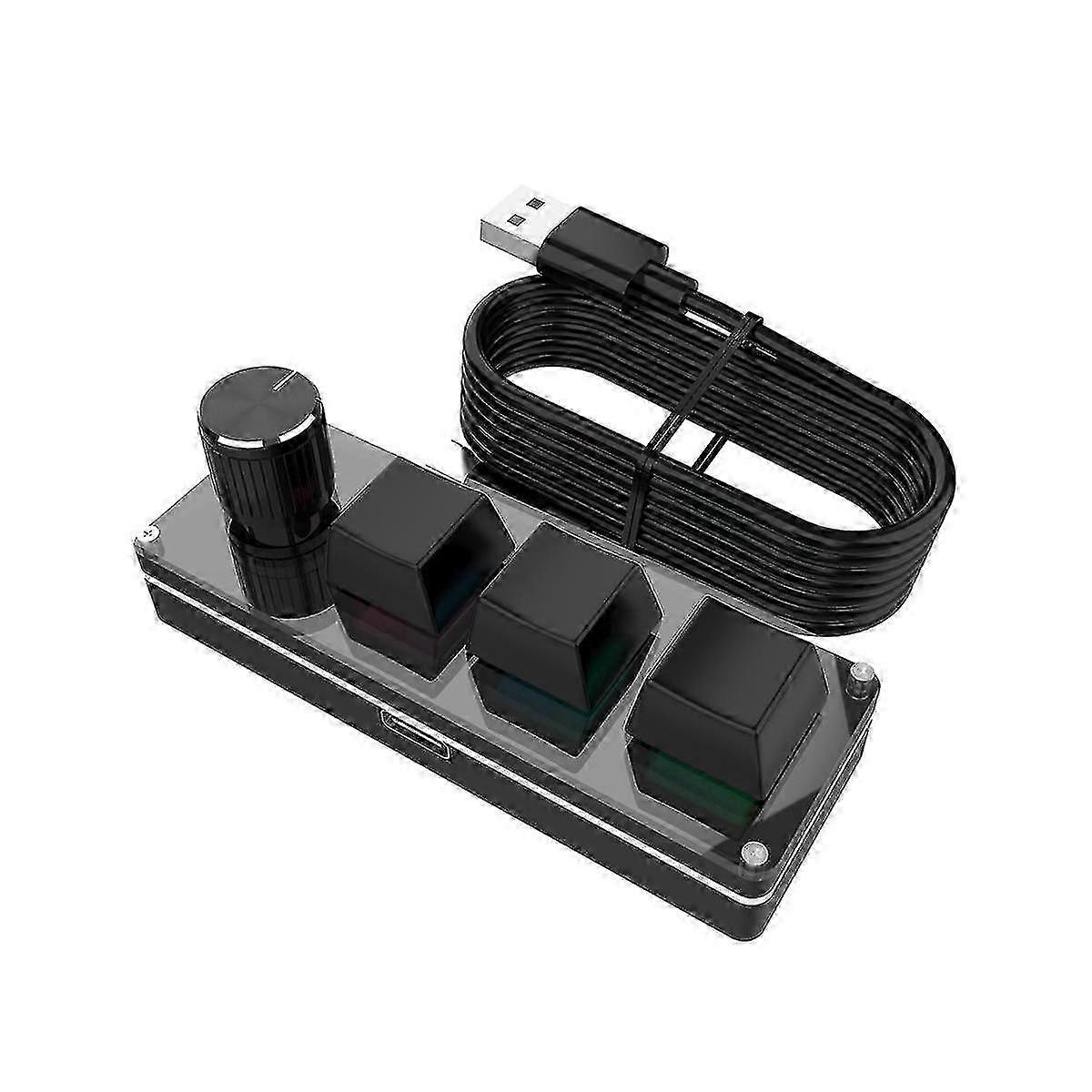 USB kablet mini mekanisk tastatur med lydstyrkekontrol til hurtig kontorbrug: sort tastaturknap til bærbare computere og computere