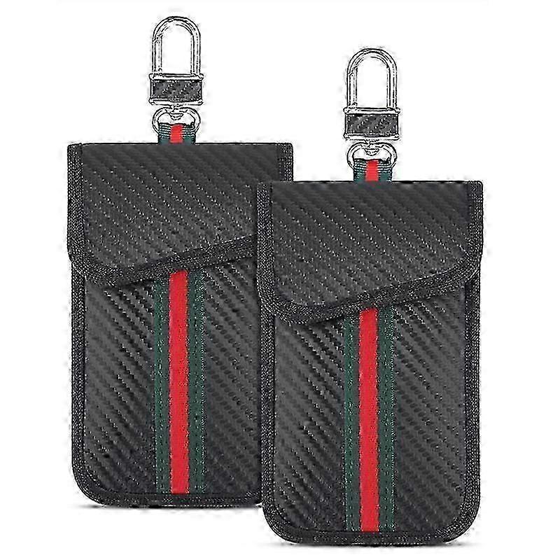 2 Pack Faraday Bag For Car Key Fob,carbon Fiber Fabric Car Key Rfid Signal Blocking Pouch Keyless Signal Block Key Case For Car Re