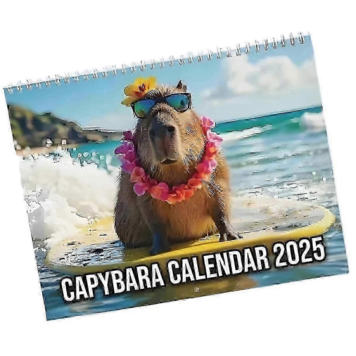 Nástenný kalendár Capybara na rok 2025, 12-mesačný plánovač nástenného kalendára Capybara, vtipná mesačná stena Capybara C