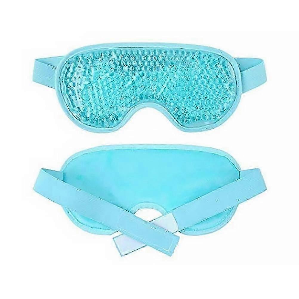 Cooling Eye Mask, Reusable Hot or Cold Therapy Gel Bead Eye Mask with Soft Plush Backing and Adjustable Strap for Puffy Eyes, Dry Eyes, Dark Circles
