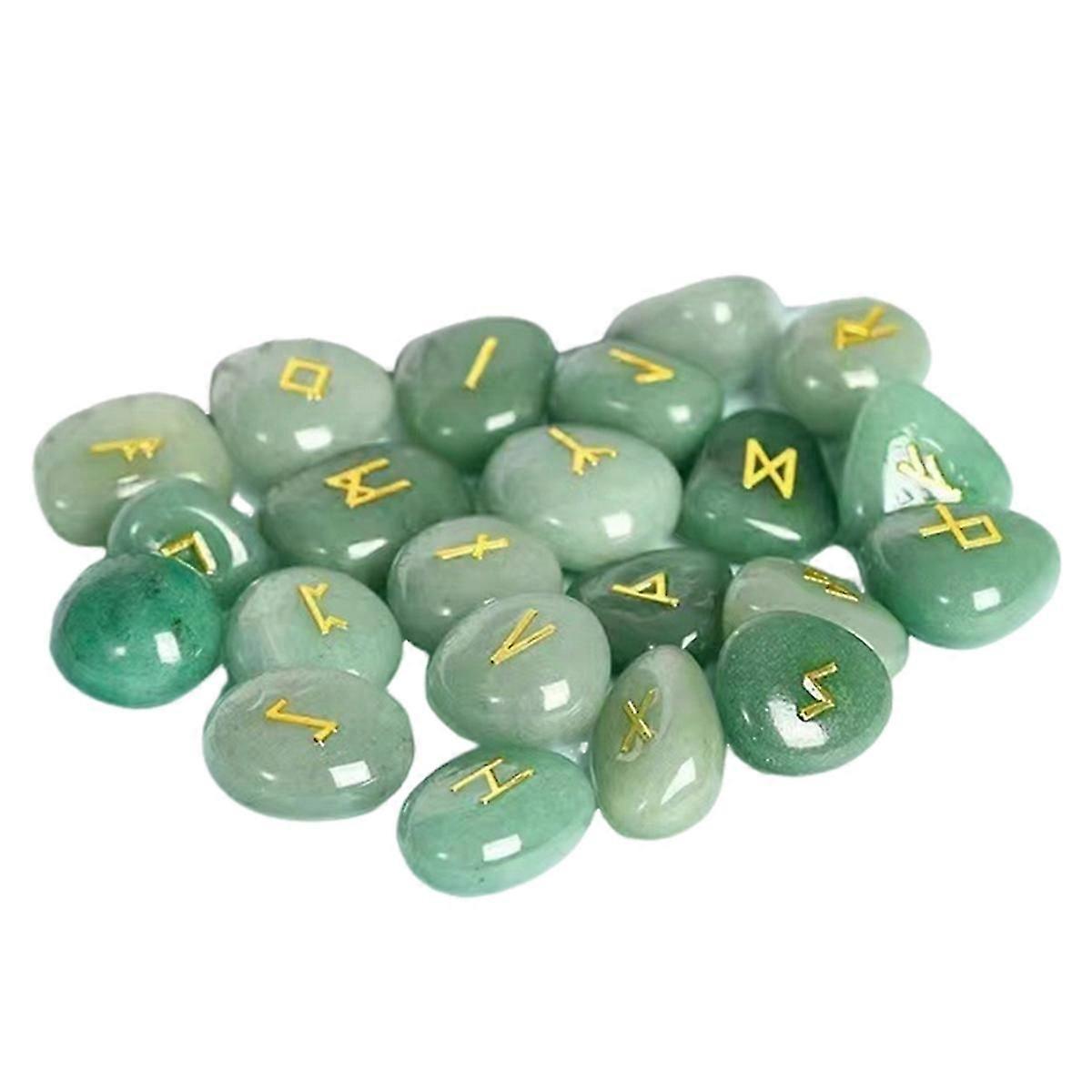 25pcs Natural Rune Stone Irregular Divination green