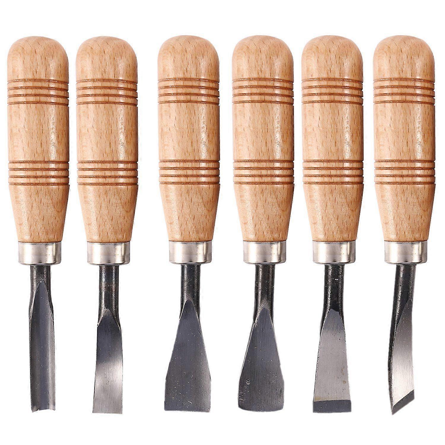 6Pcs Woodcut Knife Wood Carving Chisel Set Chip Carving Chisels Kit Rust-Proof Wood Carpenter Hand