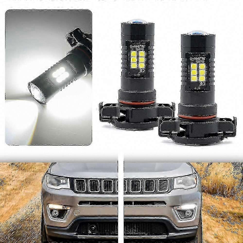 2 Stück Xenon Weiß 5202 PSX24W LED Scheinwerfer Lampen für Jeep Kompass 2017-2019, LED Tagfahrlicht mit Canbus DRL Funktion