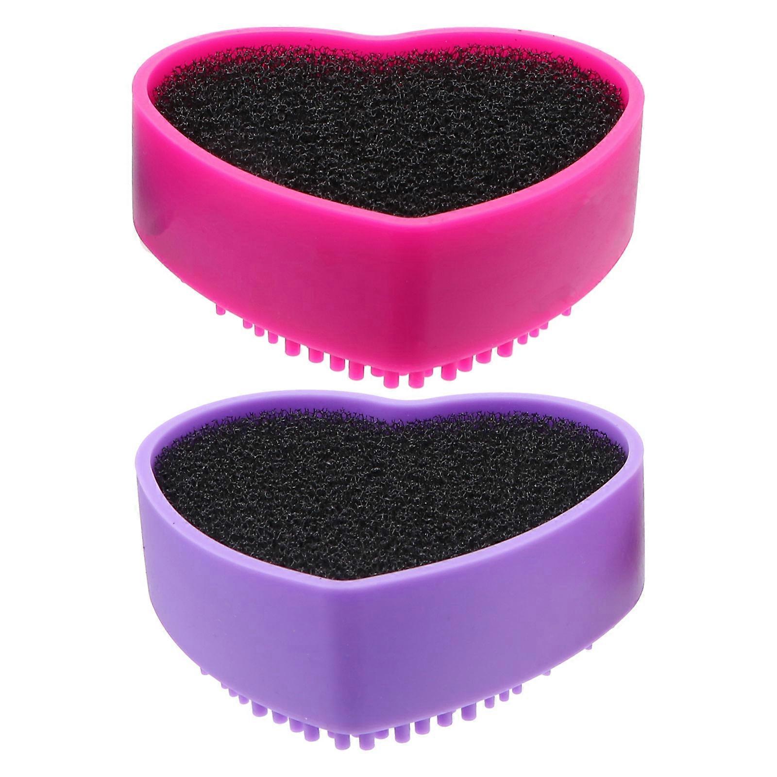 Makeup Brush Cleaning Box Silicone Tool for Makeup Brush 2Pcs Assorted Color