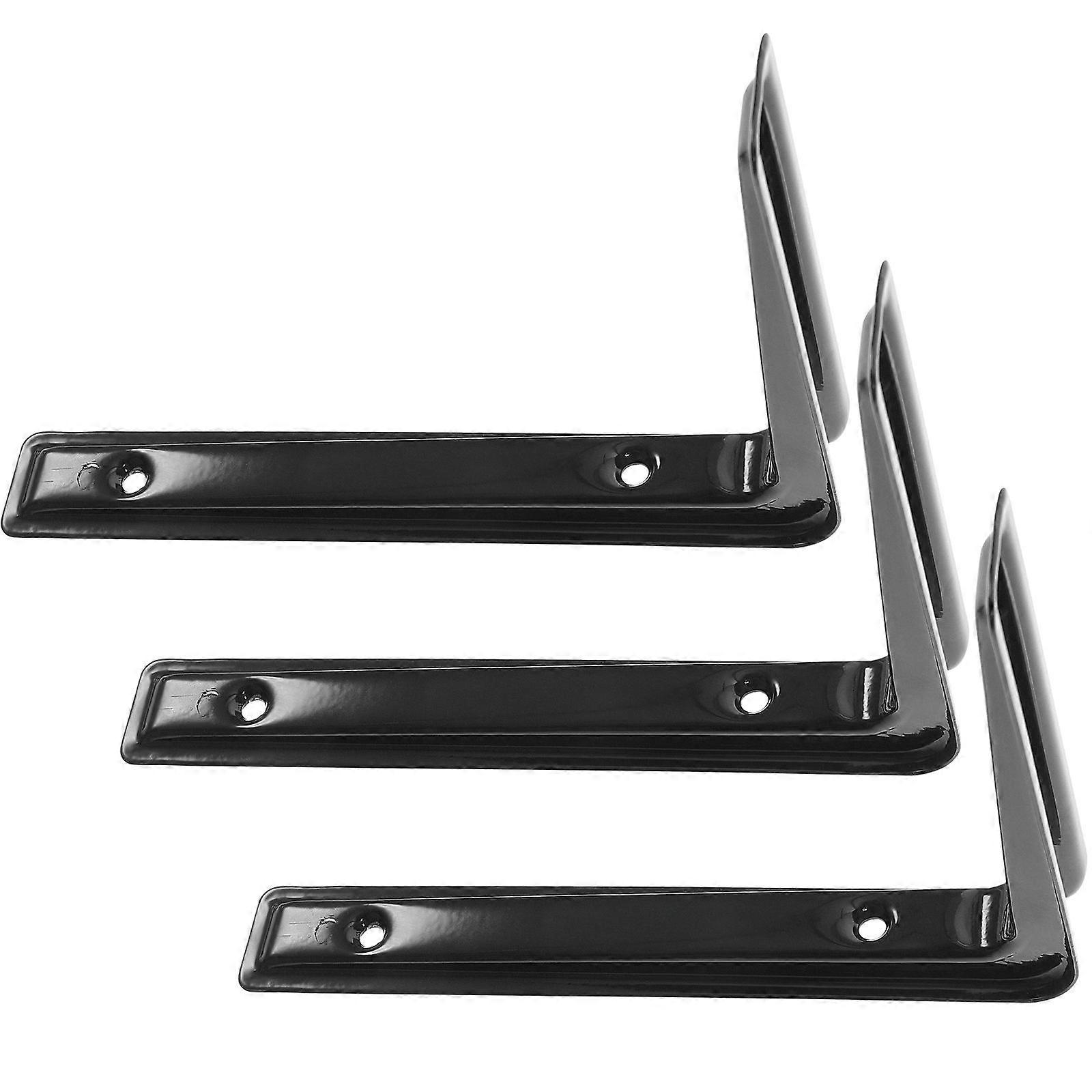 Straight Angle Shelf Bracket for Wall Mounted Shelf Support 3Pcs Black Iron