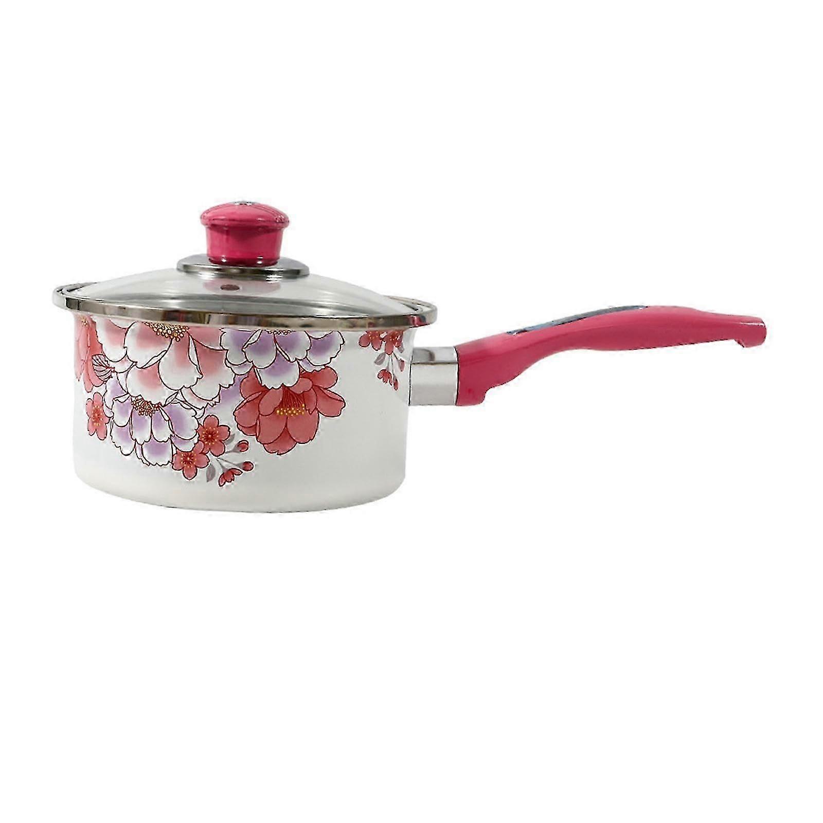 وعاء حليب مطلي بالمينا ، وعاء طعام أطفال ، وعاء متعدد الأغراض ، سهل التنظيف ، مع غطاء ، وعاء شوربة ، وعاء طبخ للمنزل ، فندق ، مطبخ ، تخييم. أنا