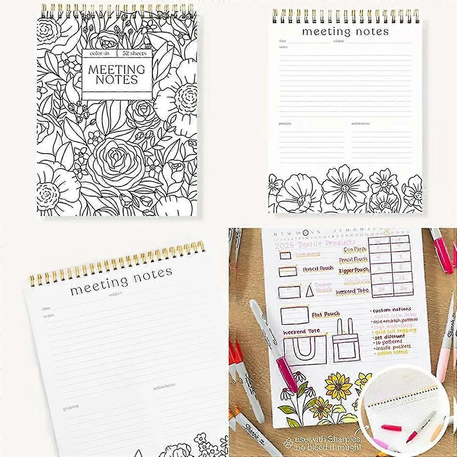Color-in Spiral for Classroom Office Plan Work Schedule Checklists Planer Book