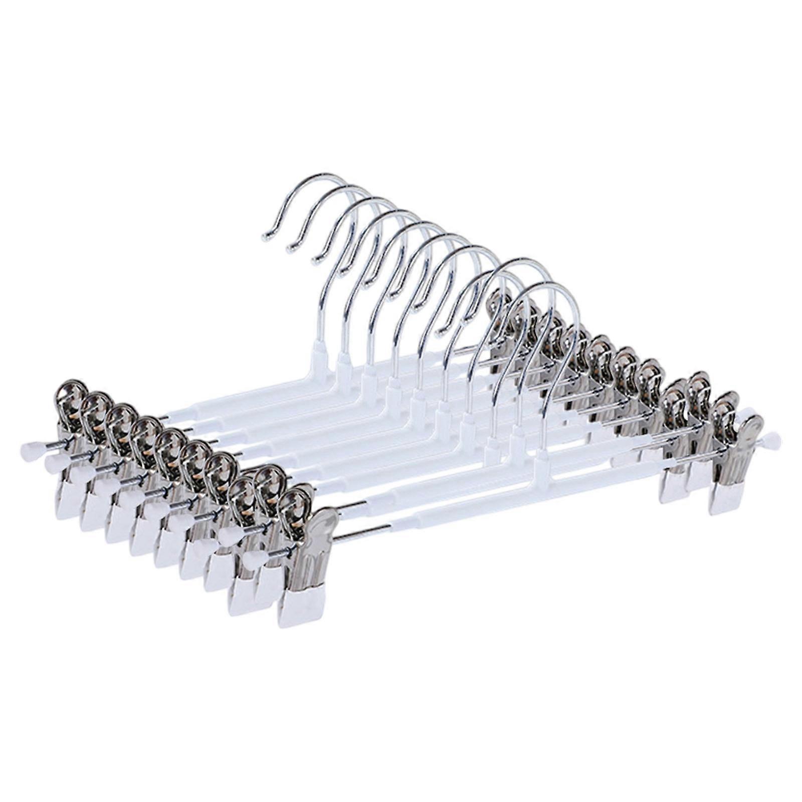 Durable Rusts Proof Multiple Use Adjustable Clothes Hangers Scratch Resistant Clips For Scarves Trousers Storage  White