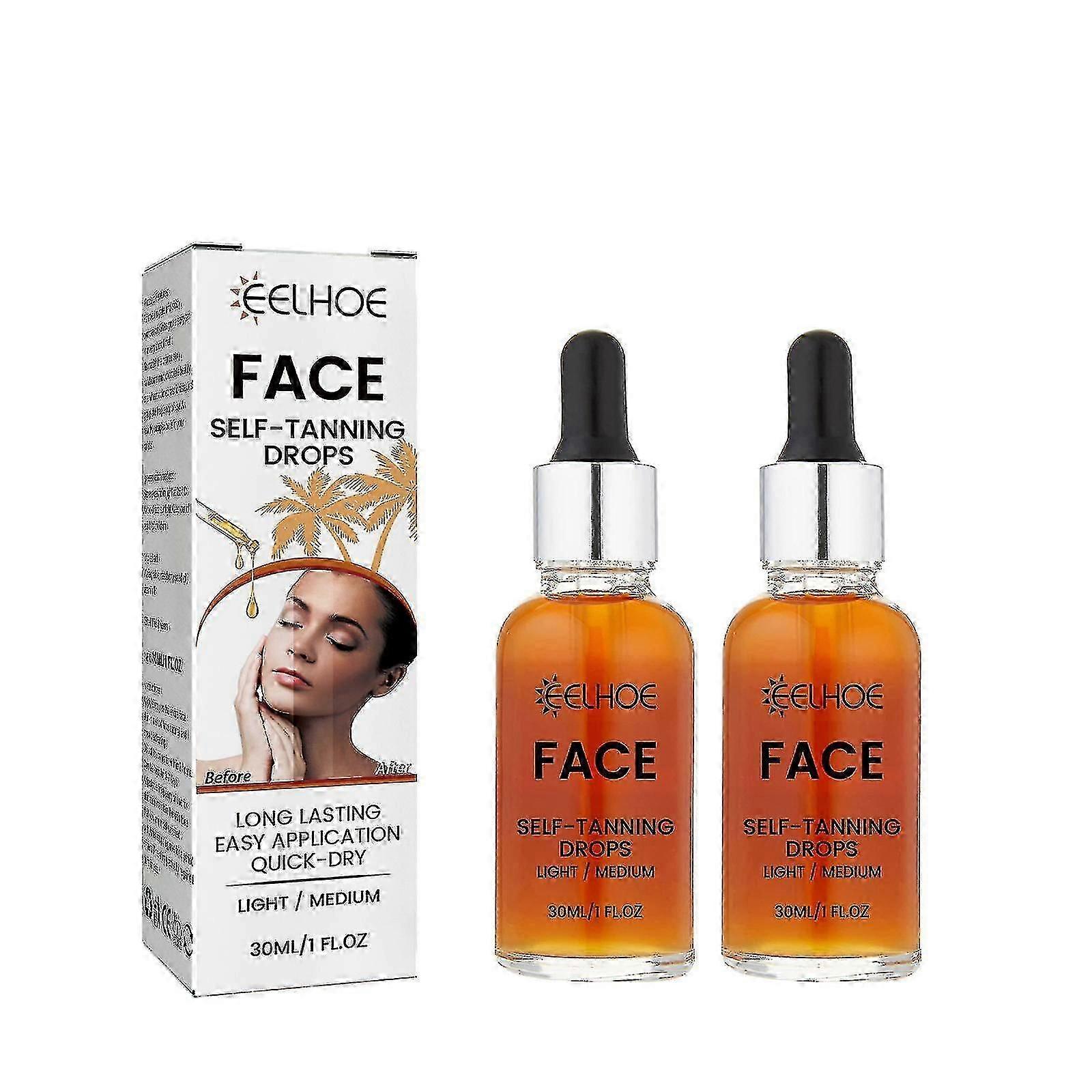 2pcs The Face Self Tan Drops, Light/medium (30 Ml) Add Tanning Drops To Skin Care For Custom Face Tan-yky