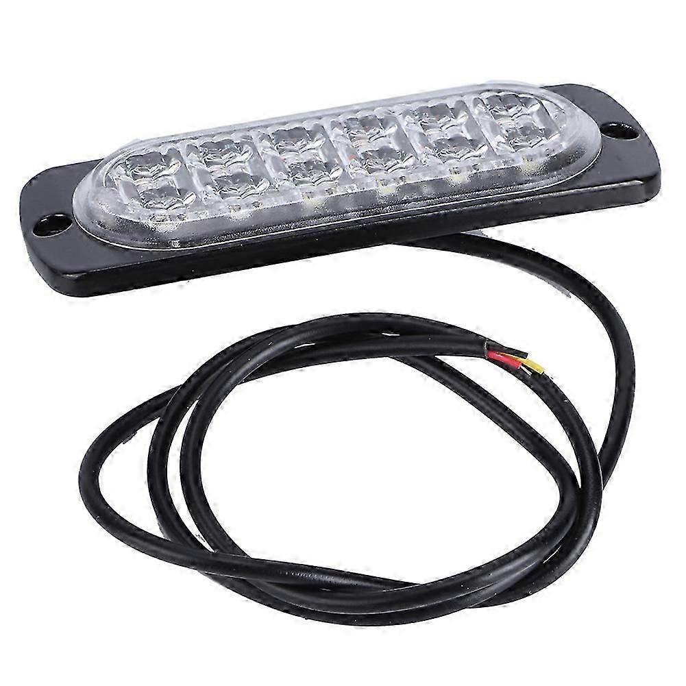 12-24V Truck Car 12 LED Flash Strobe Emergency Warning Light Flashing Lights White/Yellow