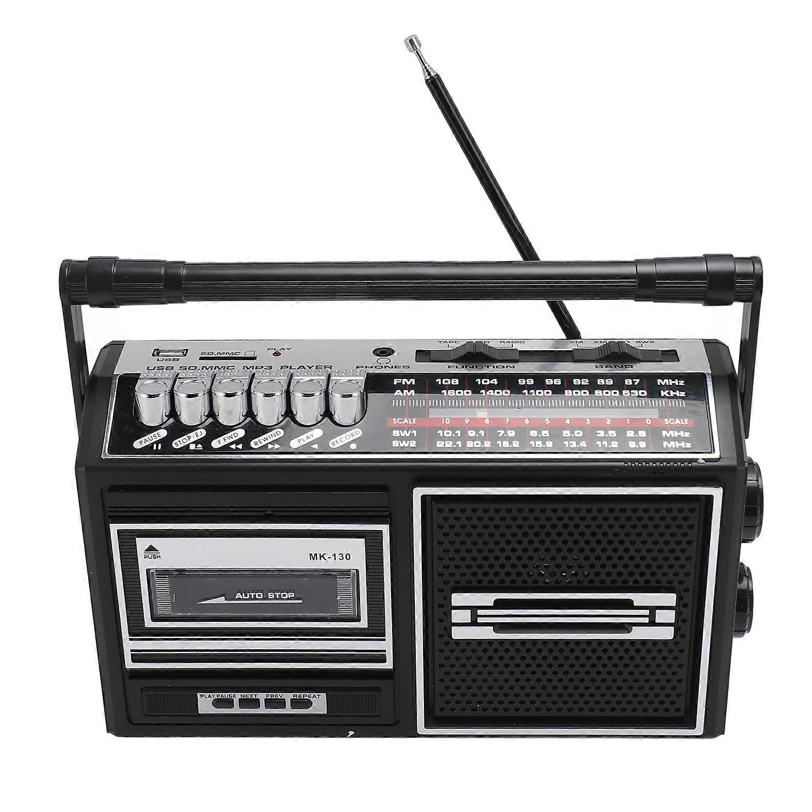 Retro Portable Cassette Player AM FM USB Memory Card Slot 110V