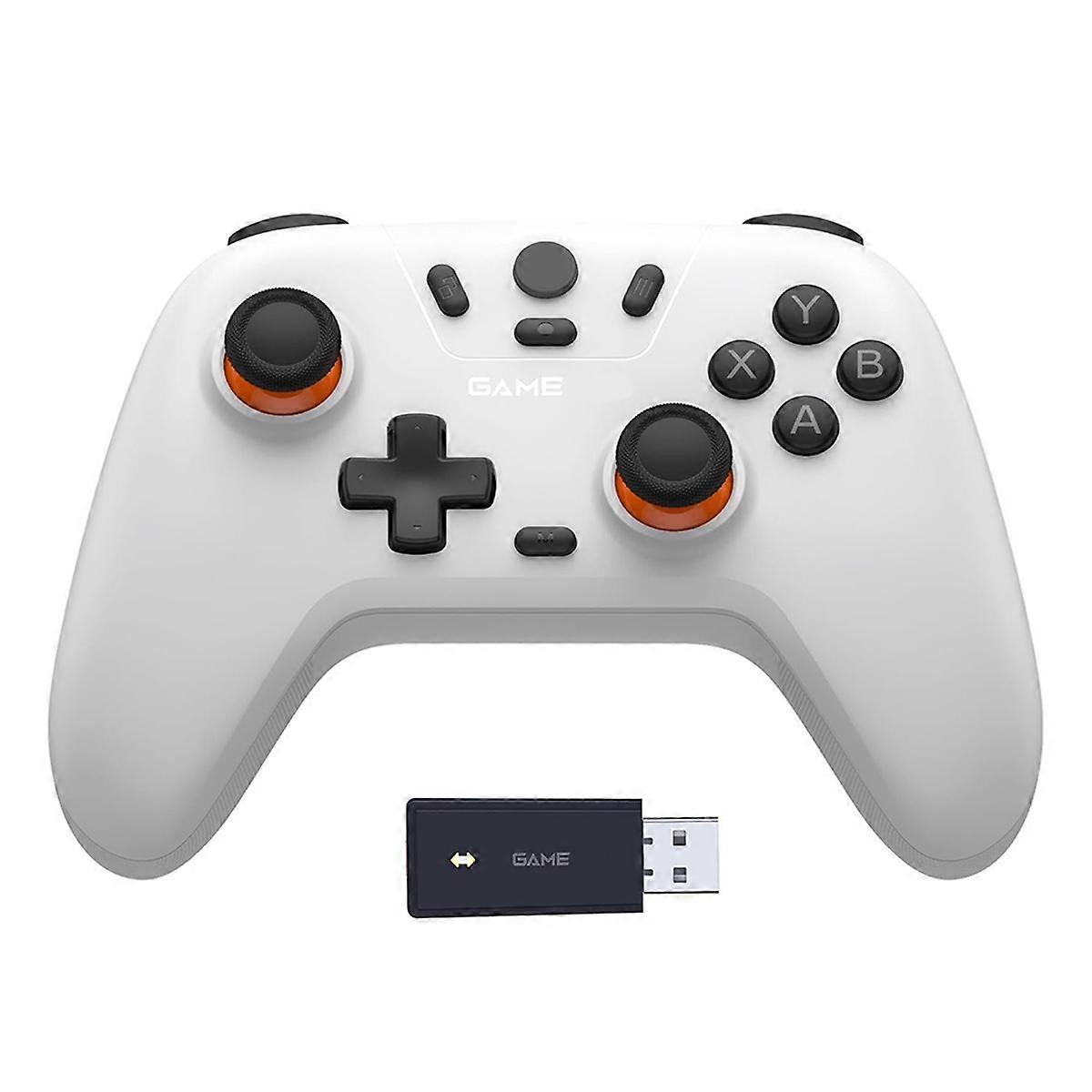 T4 Lite Wireless Controller Gamepad with Hall Effect Sensor for IOS Android PC W/ Receiver White