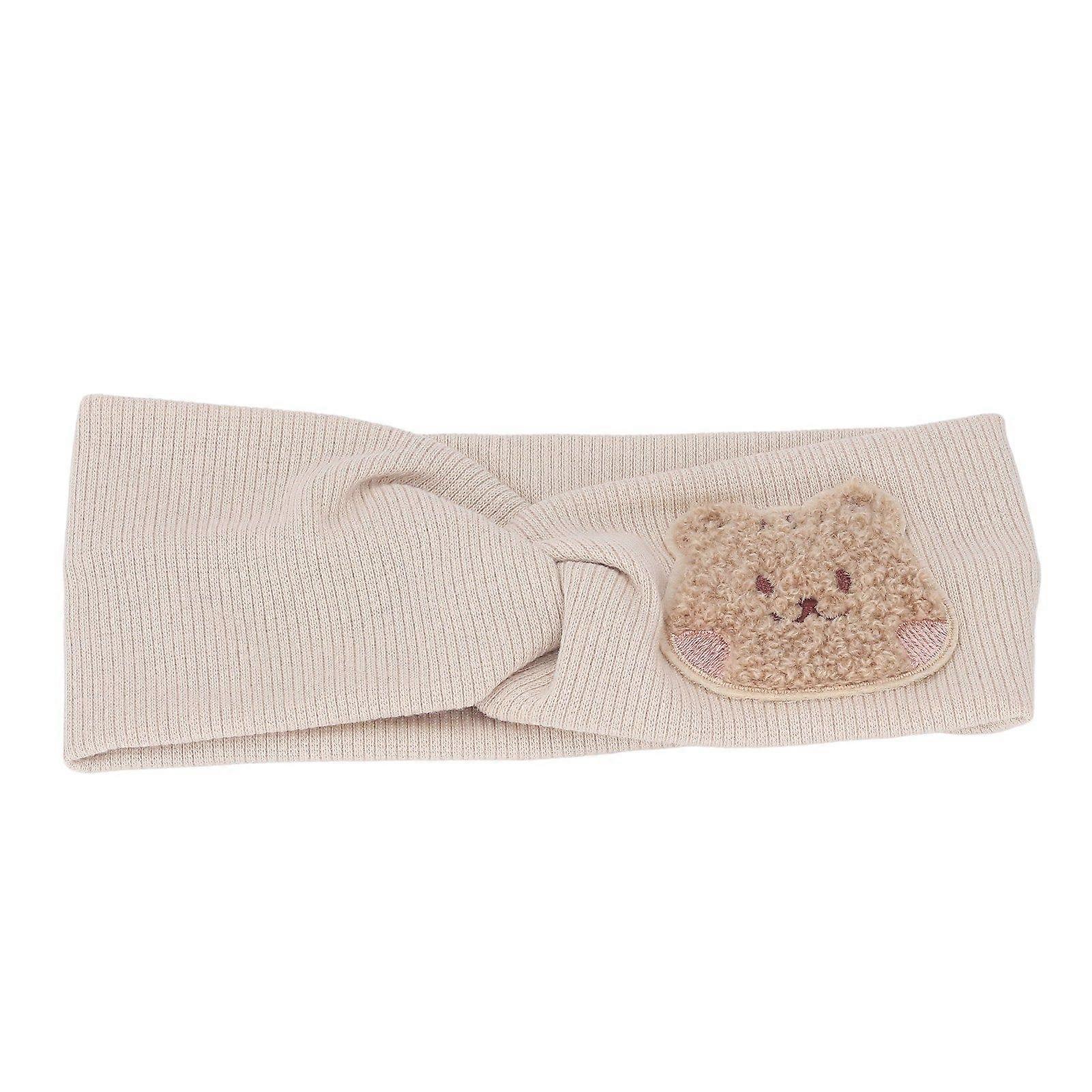 Baby Headbands Soft Cotton Super Stretchy Cartoon Pattern Head Protection Wrap for Toddlers Beige