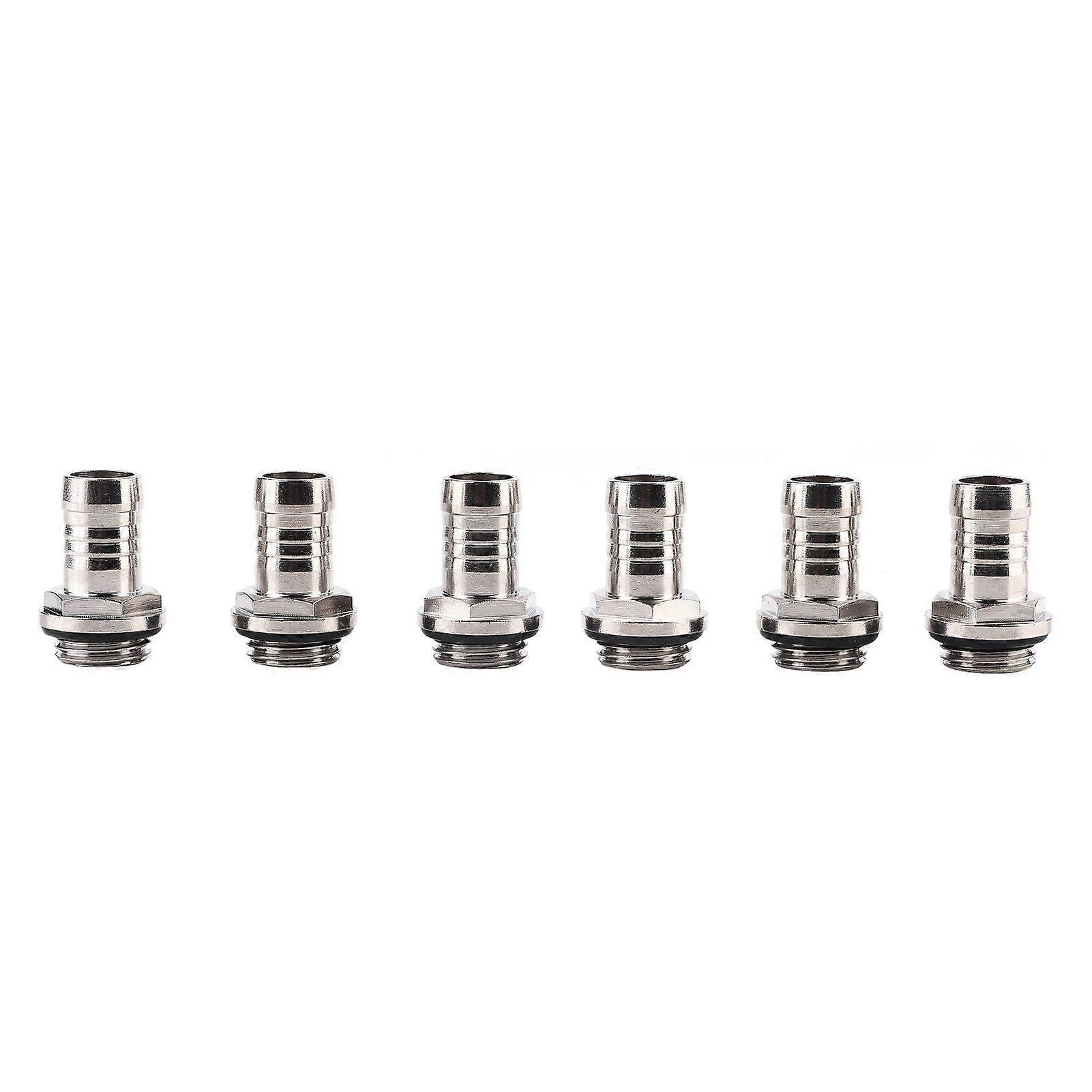 6 PCS PC Water Cooling TwoTouch Fitting G1/4 Thread Barb Connector for Tube 7.5mm