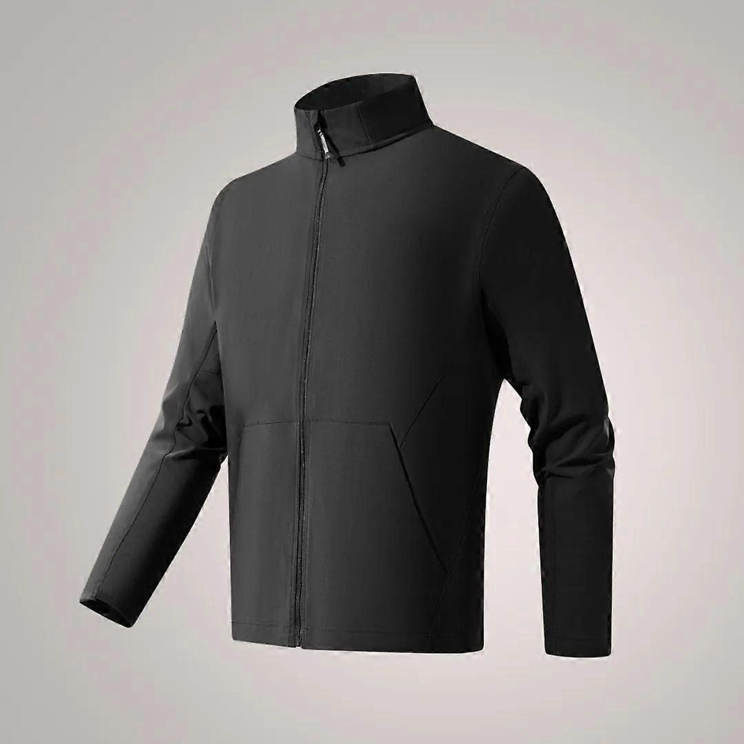 Spring And Autumn Men's Outdoor Lightweight Breathable Waterproof Stand-Up Collar Jacket, Business Casual Commuting Windproof Soft Shell