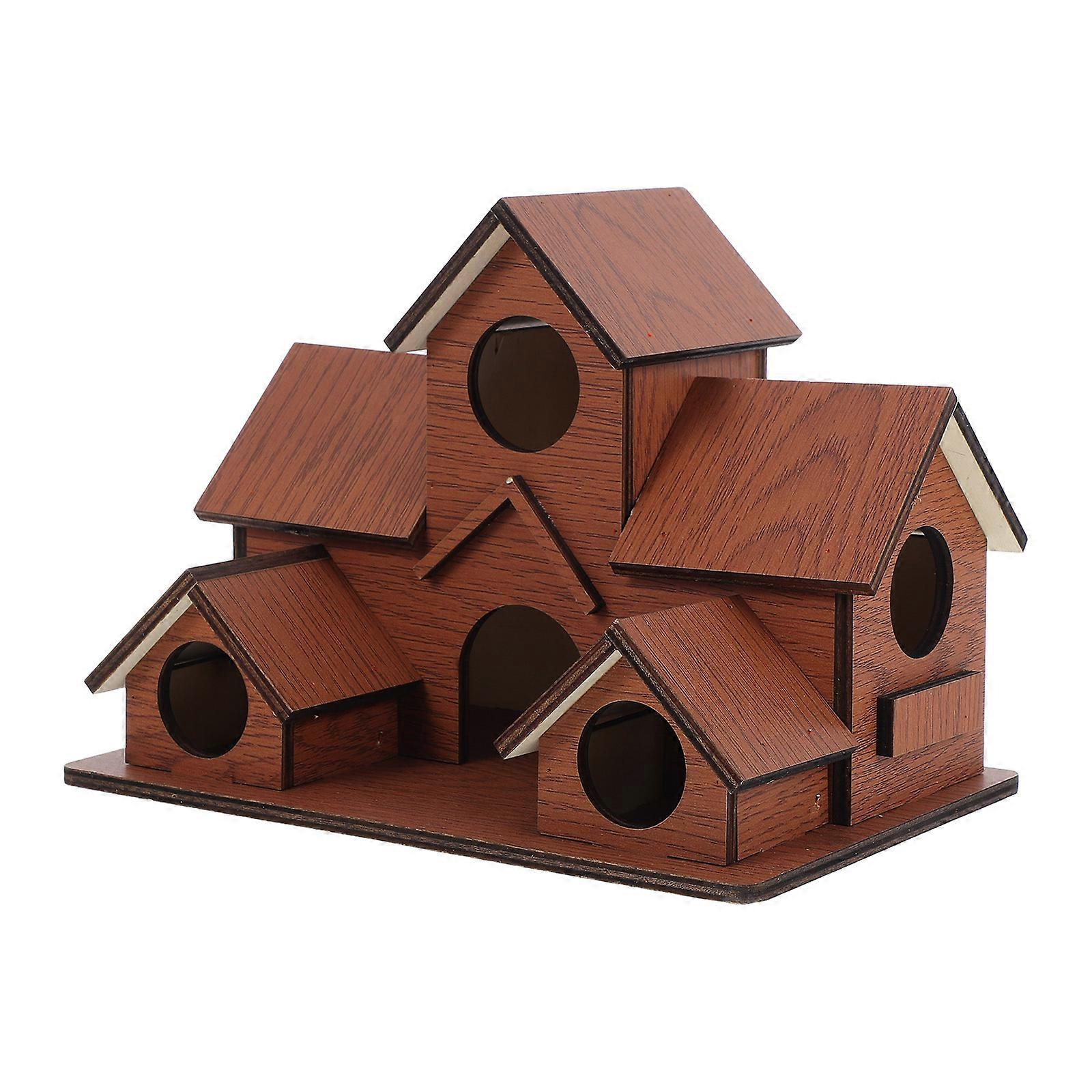 Garden Bird House Made of Wood for Bird Nesting 2Pcs Decorative Box