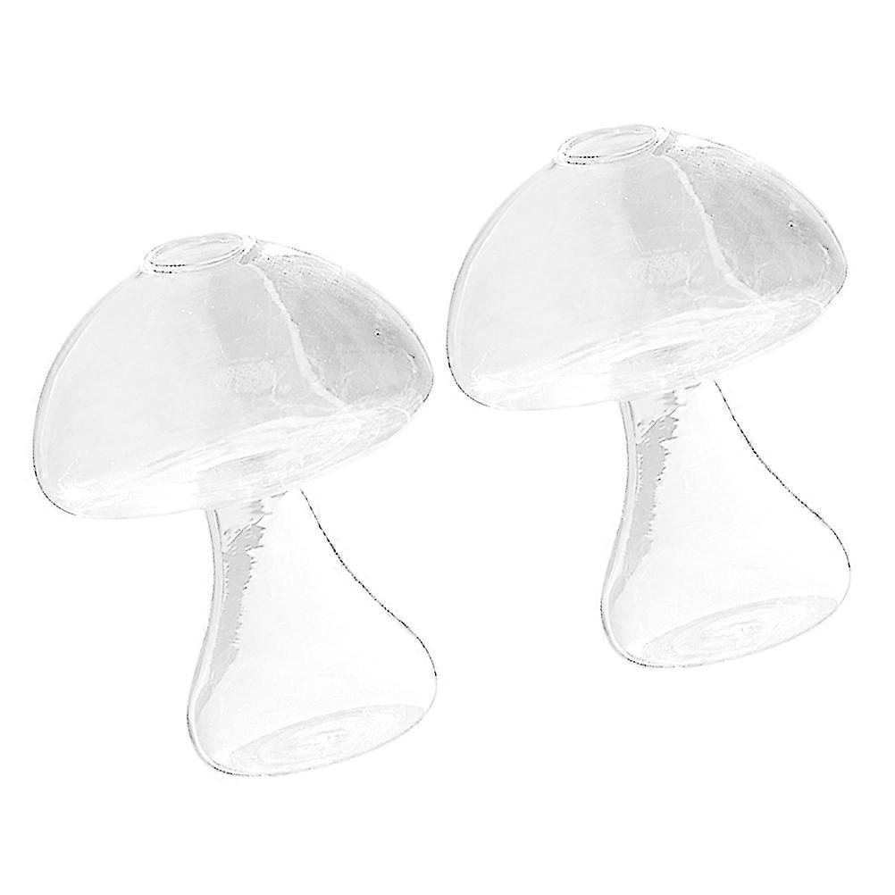 Desktop Vase Decorative Vase for Storage Use 2Pcs Mushroom Glass Design
