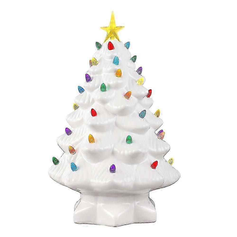 10cm LED Christmas Tree Ornaments Resin Tabletop Christmas Decorations with Multicolored Lights