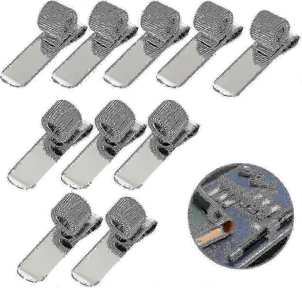 Stainless Pen Holder Clip For Notebook And Clipboard With Spring 5 Top & 5 Side