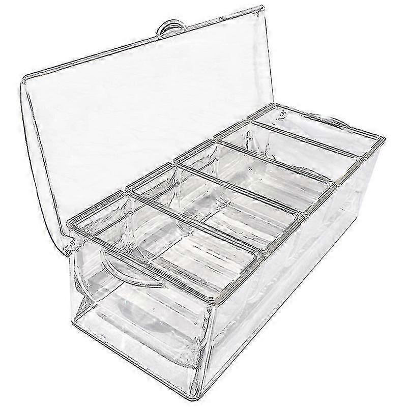 5 Compartment Condiment Server Rack with Ice Cold Service Tray Container and Removable Trays
