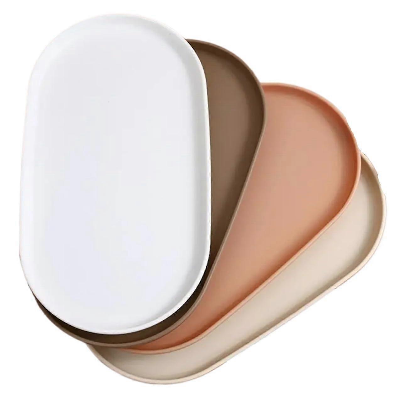 Dinnerware Set Oval Dessert Plate 4 Piece Set Reusable Smooth Edge Snack Plate Serving Tray